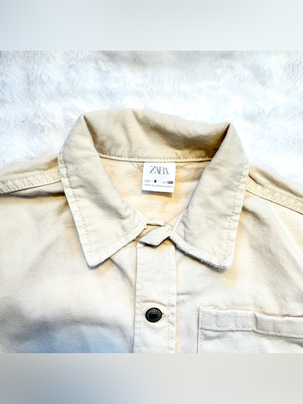 ZARA Youth Button Front Twill Collard Long Sleeve Utility Jacket Size 8 Youth - Picture 3 of 8